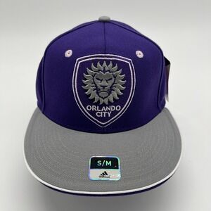 Orlando City SC Adidas MLS Soccer Purple‎ Gray Fitted Hat Cap S/M NWT